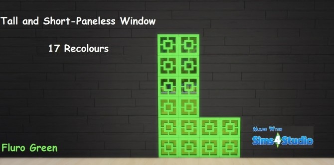 Sims 4 Tall Short Paneless Window SET 17 Colours by wendy35pearly at Mod The Sims