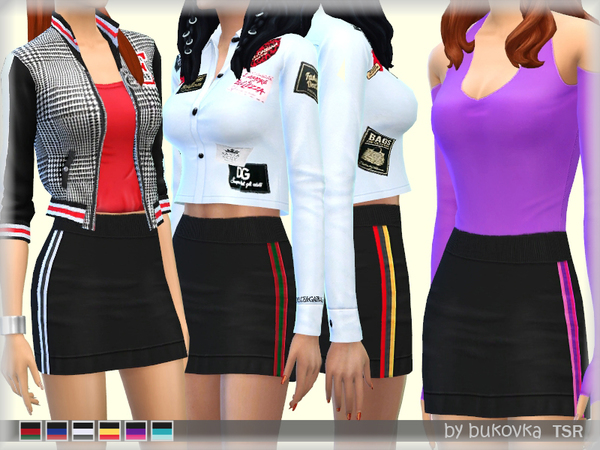Sims 4 Skirt & Stripes by bukovka at TSR