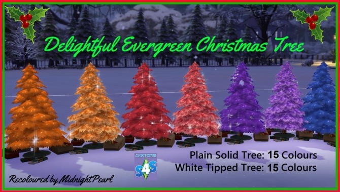 Sims 4 Delightful Evergreen Holiday Tree 15 Colours by wendy35pearly at Mod The Sims