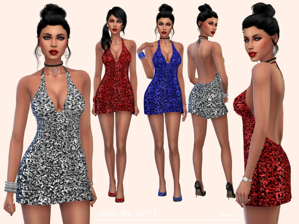 Sims 4 Happy New Year 3 Short dress by Paogae at TSR