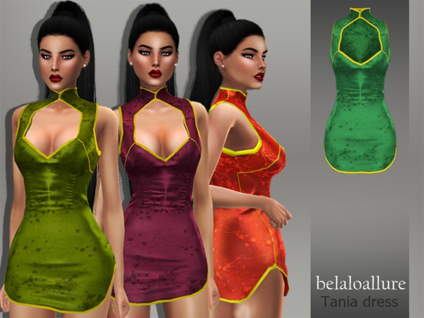 Sims 4 Belaloallure Tania dress by belal1997 at TSR