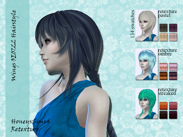 Sims 4 Wings OE0722 female hair retexture by Jenn Honeydew Hum at TSR