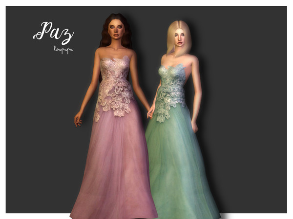 Sims 4 Paz gown by laupipi at TSR