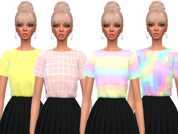 Sims 4 Snazzy Cropped Tee by Wicked Kittie at TSR