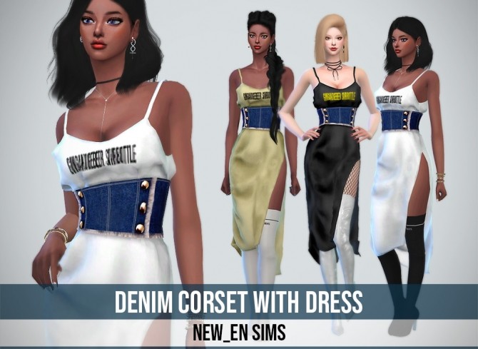 Sims 4 Denim Corset With Dress at NEWEN