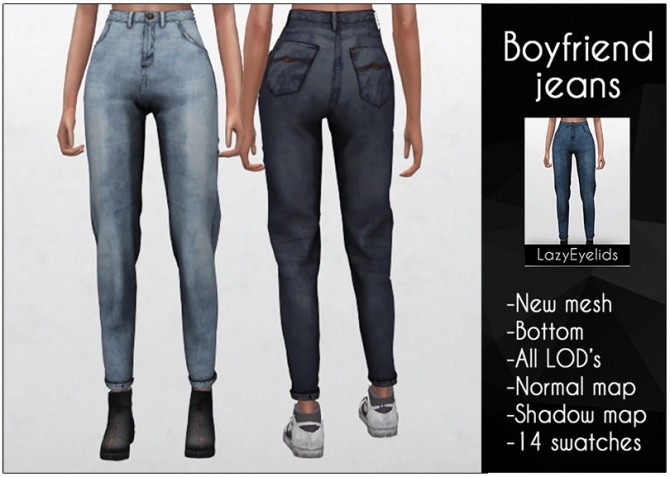 Sims 4 Boyfriend jeans at LazyEyelids