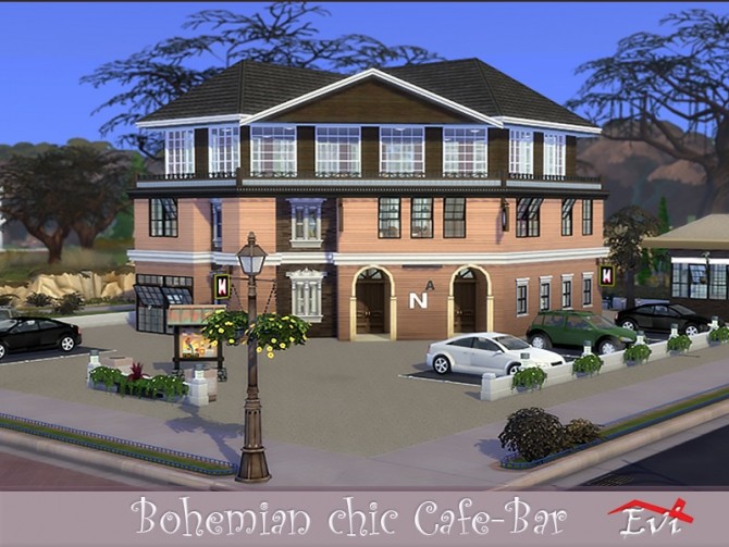Sims 4 Bohemian chic Cafe Bar by evi at TSR