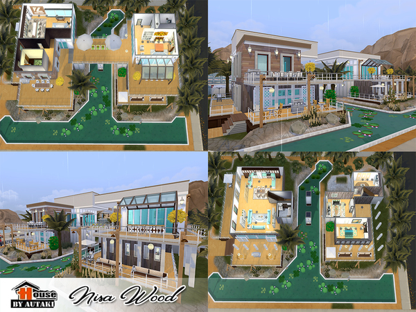 Sims 4 Nisa wood luxury modern house by autaki at TSR
