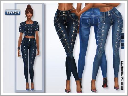 Jeans with cross cords by EsyraM at TSR