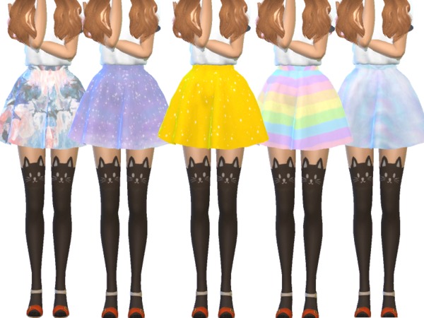 Sims 4 Kawaii Flared Mini Skirts by Wicked Kittie at TSR