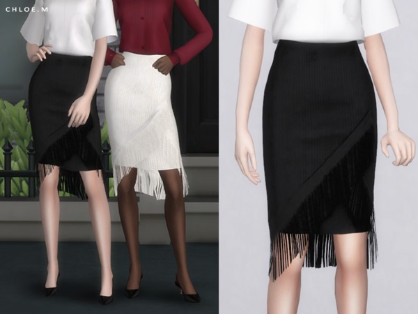 Sims 4 Skirt with tassels by ChloeMMM at TSR