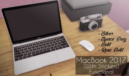 MacBook 2017 with stickers functional at Descargas Sims