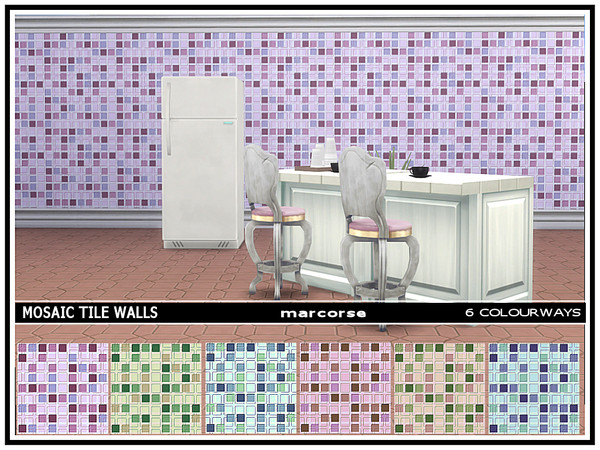 Sims 4 Mosaic Tile Walls by marcorse at TSR