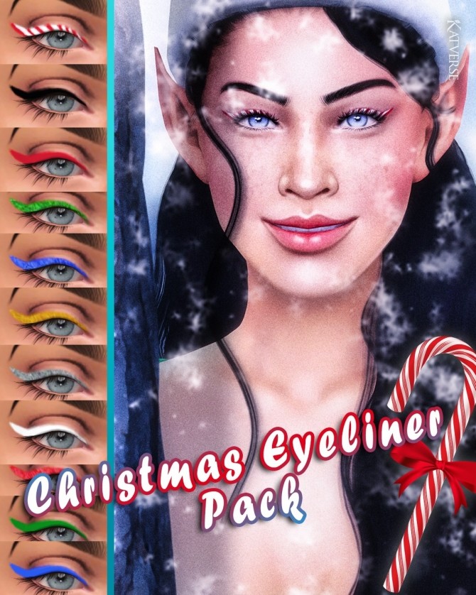 Sims 4 Christmas Eyeliner pack at Katverse