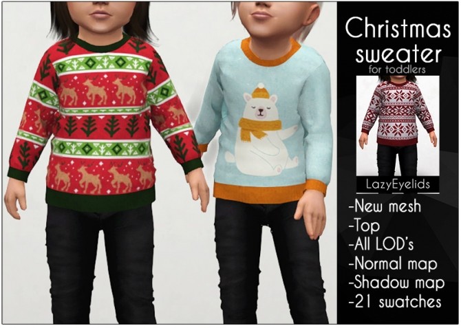 Sims 4 Christmas sweater T at LazyEyelids