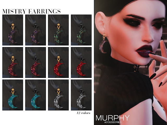 Sims 4 Mistry Earrings by Victoria Kelmann at MURPHY