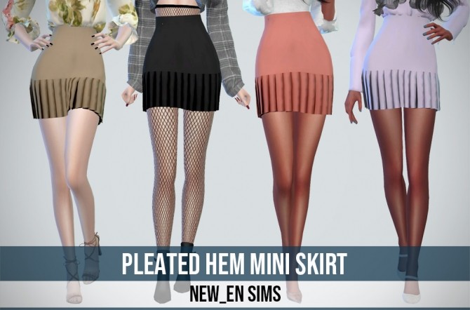 Sims 4 Pleated Hem Mini Skirt at NEWEN