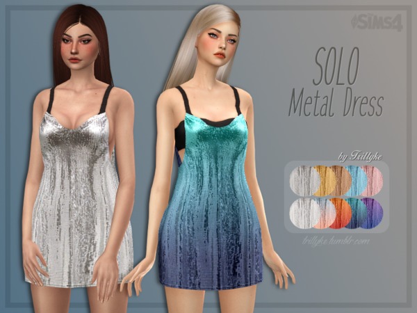 Sims 4 SOLO Metal Dress by Trillyke at TSR