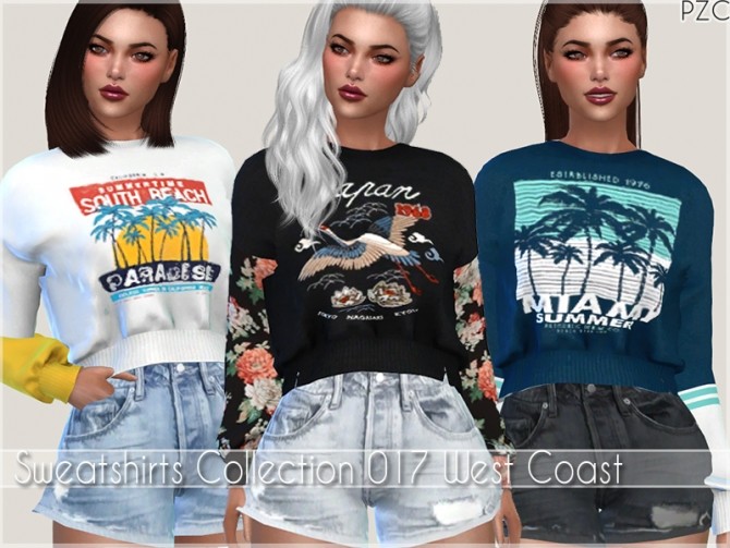 Sims 4 Sweatshirts Collection 017 West Coast by Pinkzombiecupcakes at TSR