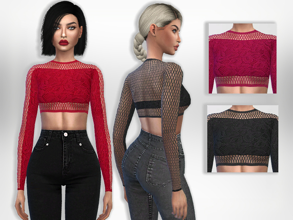 Sims 4 Fishnet Top by Puresim at TSR