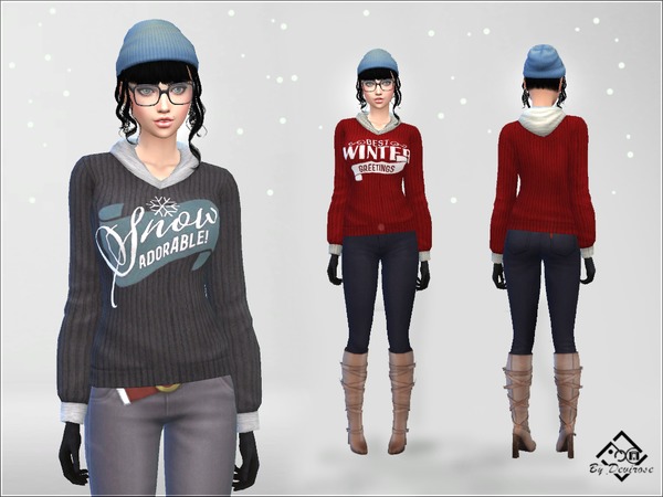 Sims 4 Winter Pullover by Devirose at TSR