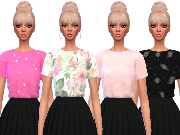 Sims 4 Snazzy Cropped Tee by Wicked Kittie at TSR