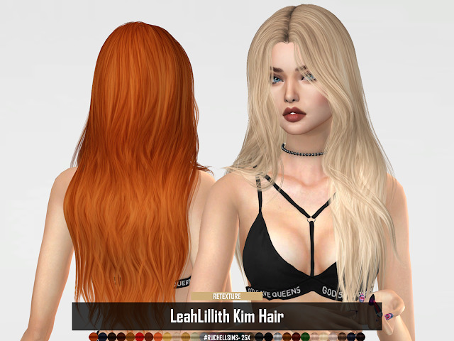 Sims 4 RUCHELLSIMS LeahLillith Kim Hair RETEXTURE at REDHEADSIMS