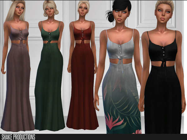 Sims 4 209 Long Dress by ShakeProductions at TSR