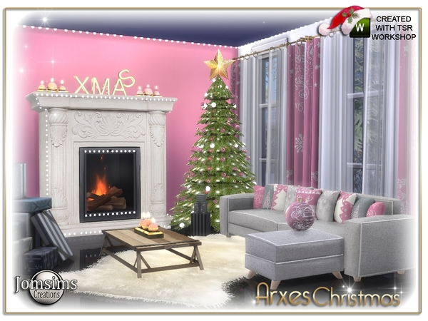 Sims 4 Arxes christmas living room by jomsims at TSR