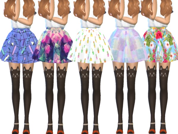 Sims 4 Kawaii Flared Mini Skirts by Wicked Kittie at TSR