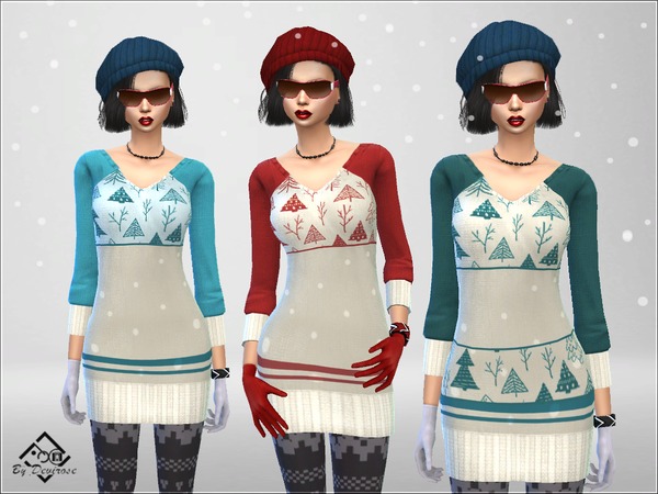 Sims 4 Snow Time Maxi Pullover by Devirose at TSR