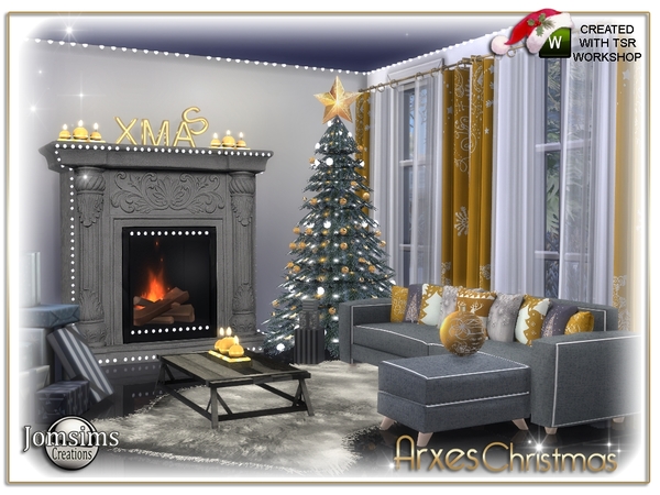 Sims 4 Arxes christmas living room by jomsims at TSR