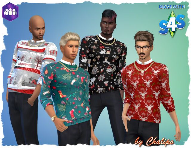Sims 4 Christmas sweaters M by Chalipo at All 4 Sims