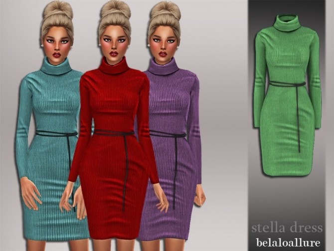 Sims 4 Belaloallure Stella Dress by belal1997 at TSR