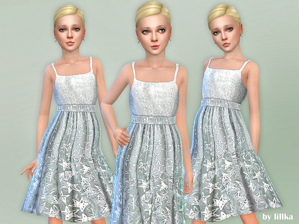 Sims 4 Light Blue Star Dress by lillka at TSR