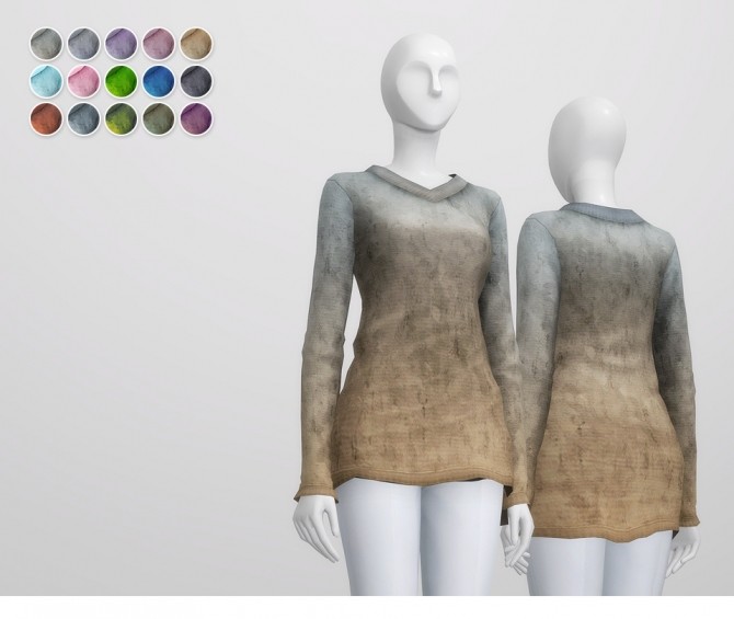 Sims 4 Long line V neck Sweater V3 / Dust at Rusty Nail