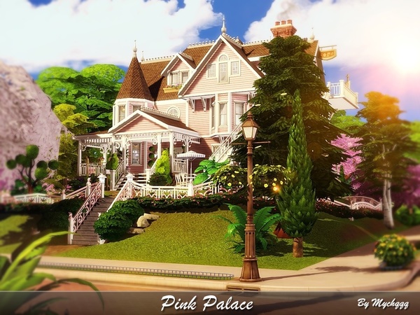 Sims 4 Pink Palace by MychQQQ at TSR