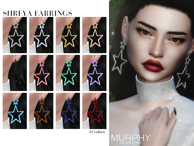 Sims 4 Shreya Earrings by Victoria Kelmann at MURPHY