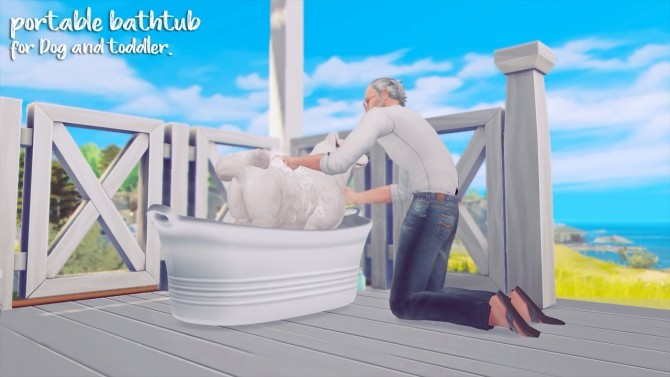 Sims 4 Portable bathtub for Dog and Toddler at Imadako