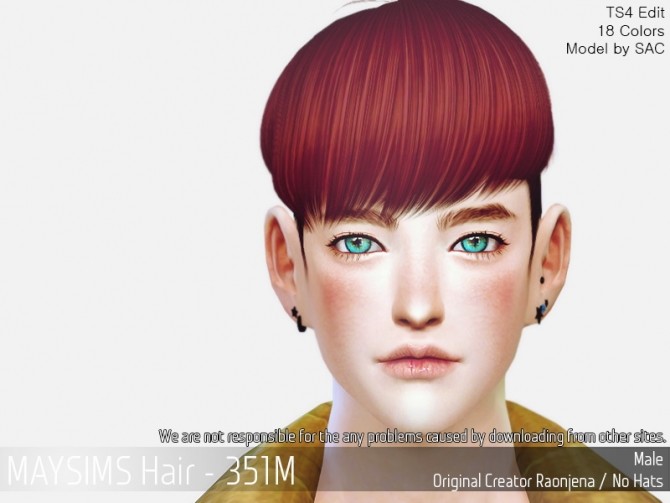 Sims 4 Hair 351M (Raonjena) at May Sims