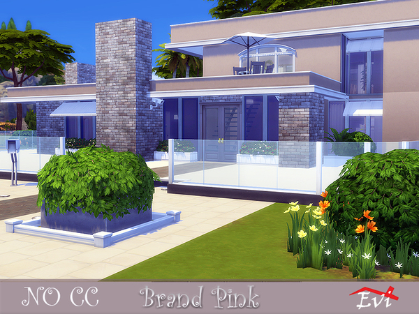 Sims 4 Brand Pink house by evi at TSR