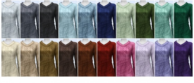 Sims 4 Long line V neck Sweater V2 / Cable Knit at Rusty Nail