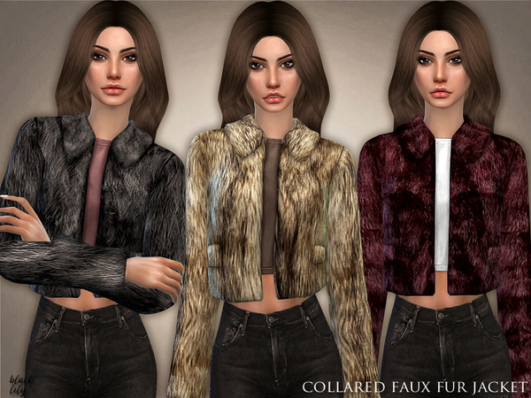 Sims 4 Collared Faux Fur Jacket by Black Lily at TSR