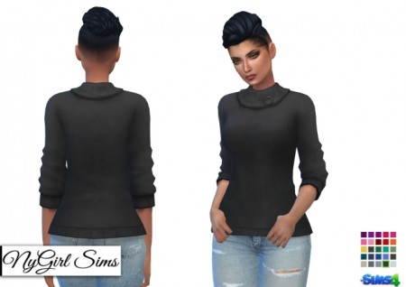 Collared Sweater with Button at NyGirl Sims