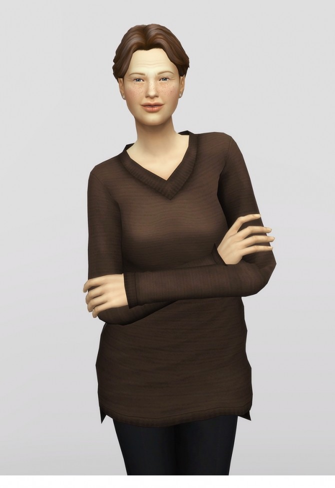 Sims 4 Long line V neck Sweater V1 / Waffle Knit at Rusty Nail