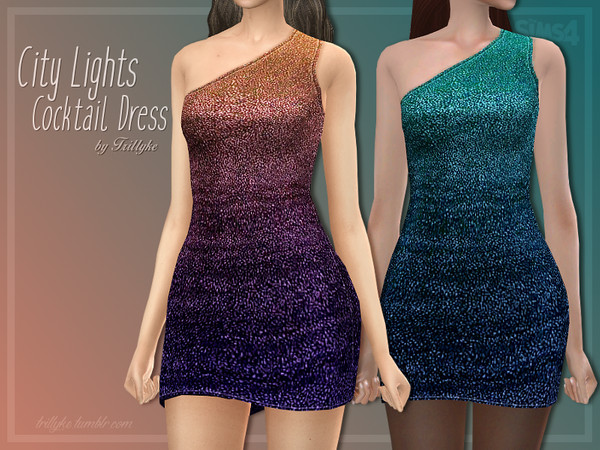 Sims 4 City Lights Cocktail Dress by Trillyke at TSR