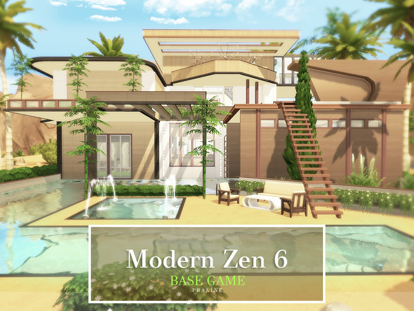 Sims 4 Modern Zen 6 house by Pralinesims at TSR