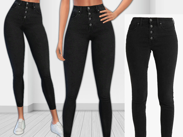 Sims 4 Button Fit Jeans by Saliwa at TSR