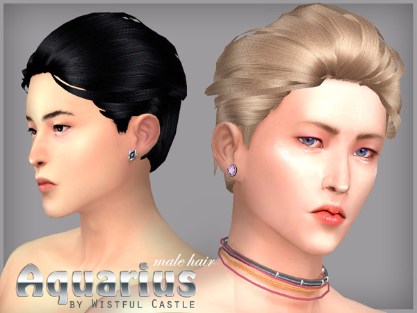 Sims 4 Aquarius male hair by WistfulCastle at TSR