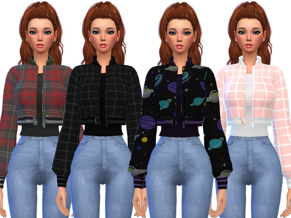Sims 4 Snazzy Bomber Jacket Top by Wicked Kittie at TSR